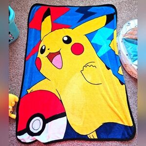 Pikachu Pokemon Blanket, Plush And Pillow Bedroom Set